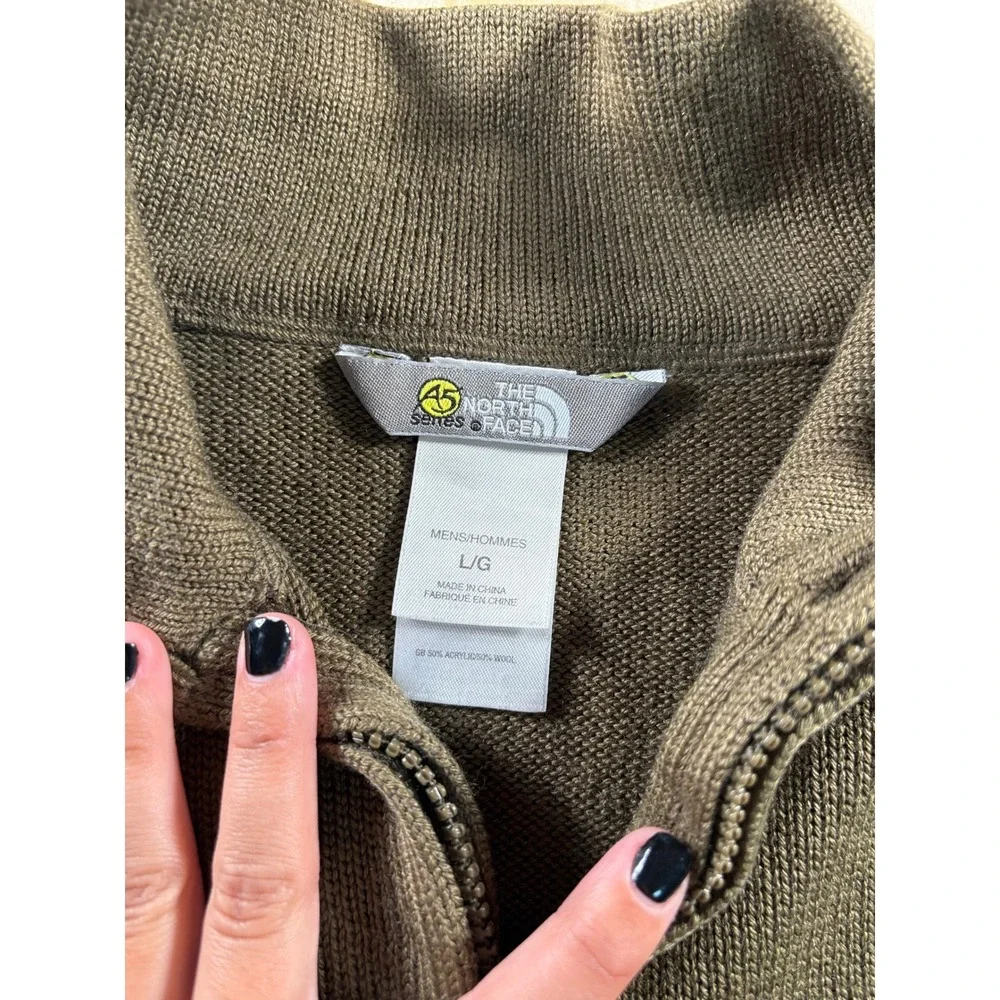 The North Face A5 Series‎ Mens Quarter Zip Wool Blend Sweater Olive Brown Large